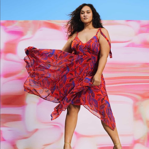 ALEXIS Orange Blue Botanical Asymmetrical … - Picture 12 of 12